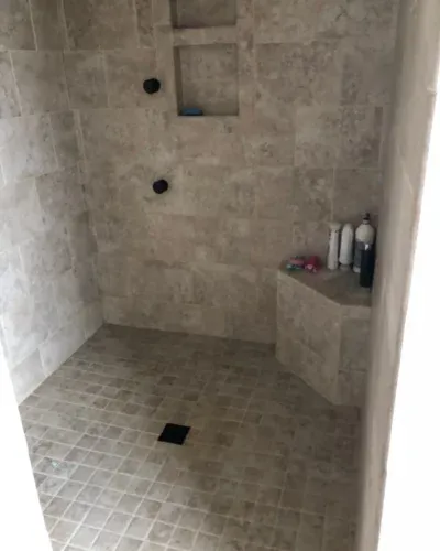 corner shower in a bathroom